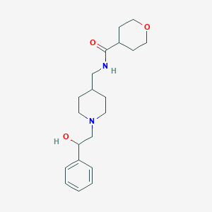 molecular formula C20H30N2O3 B7178299 N-[[1-(2-hydroxy-2-phenylethyl)piperidin-4-yl]methyl]oxane-4-carboxamide 