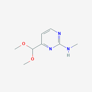 molecular formula C8H13N3O2 B071783 4-(Dimethoxymethyl)-N-methylpyrimidin-2-amine CAS No. 180869-38-9