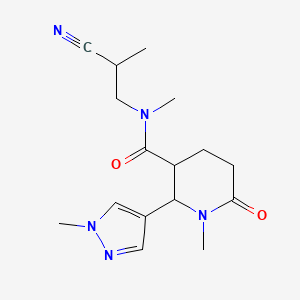 molecular formula C16H23N5O2 B7178393 N-(2-cyanopropyl)-N,1-dimethyl-2-(1-methylpyrazol-4-yl)-6-oxopiperidine-3-carboxamide 