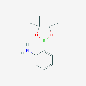 molecular formula C12H18BNO2 B071784 2-(4,4,5,5-Tetramethyl-1,3,2-dioxaborolan-2-yl)aniline CAS No. 191171-55-8