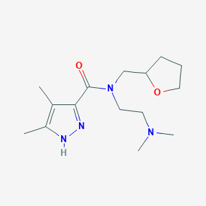 molecular formula C15H26N4O2 B7178436 N-[2-(dimethylamino)ethyl]-4,5-dimethyl-N-(oxolan-2-ylmethyl)-1H-pyrazole-3-carboxamide 