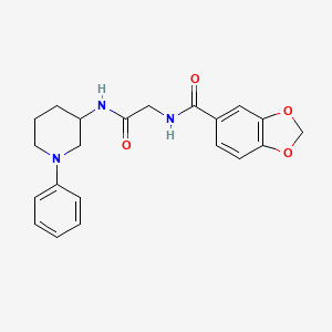 molecular formula C21H23N3O4 B7178741 N-[2-oxo-2-[(1-phenylpiperidin-3-yl)amino]ethyl]-1,3-benzodioxole-5-carboxamide 