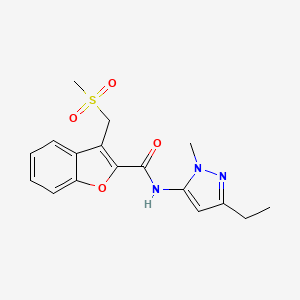 molecular formula C17H19N3O4S B7178840 N-(5-ethyl-2-methylpyrazol-3-yl)-3-(methylsulfonylmethyl)-1-benzofuran-2-carboxamide 