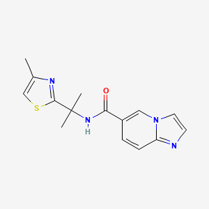 molecular formula C15H16N4OS B7178907 N-[2-(4-methyl-1,3-thiazol-2-yl)propan-2-yl]imidazo[1,2-a]pyridine-6-carboxamide 