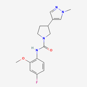 molecular formula C16H19FN4O2 B7178995 N-(4-fluoro-2-methoxyphenyl)-3-(1-methylpyrazol-4-yl)pyrrolidine-1-carboxamide 