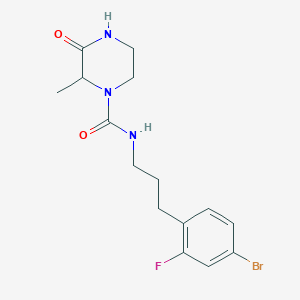 molecular formula C15H19BrFN3O2 B7179012 N-[3-(4-bromo-2-fluorophenyl)propyl]-2-methyl-3-oxopiperazine-1-carboxamide 