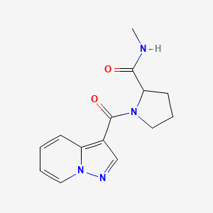 molecular formula C14H16N4O2 B7179045 N-methyl-1-(pyrazolo[1,5-a]pyridine-3-carbonyl)pyrrolidine-2-carboxamide 