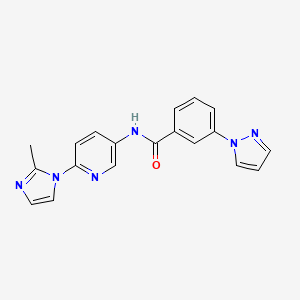 molecular formula C19H16N6O B7179051 N-[6-(2-methylimidazol-1-yl)pyridin-3-yl]-3-pyrazol-1-ylbenzamide 