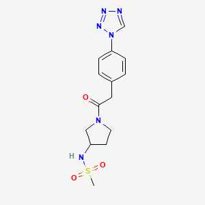 molecular formula C14H18N6O3S B7179090 N-[1-[2-[4-(tetrazol-1-yl)phenyl]acetyl]pyrrolidin-3-yl]methanesulfonamide 