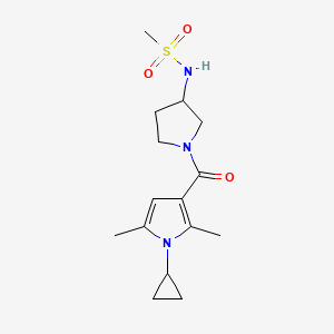 molecular formula C15H23N3O3S B7179103 N-[1-(1-cyclopropyl-2,5-dimethylpyrrole-3-carbonyl)pyrrolidin-3-yl]methanesulfonamide 