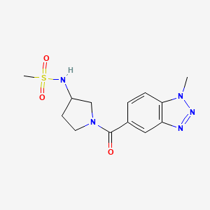 molecular formula C13H17N5O3S B7179112 N-[1-(1-methylbenzotriazole-5-carbonyl)pyrrolidin-3-yl]methanesulfonamide 