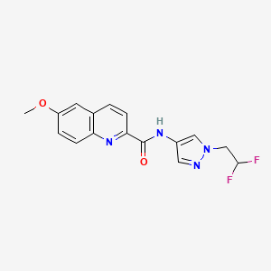 molecular formula C16H14F2N4O2 B7179117 N-[1-(2,2-difluoroethyl)pyrazol-4-yl]-6-methoxyquinoline-2-carboxamide 