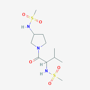 molecular formula C11H23N3O5S2 B7179122 N-[1-[2-(methanesulfonamido)-3-methylbutanoyl]pyrrolidin-3-yl]methanesulfonamide 