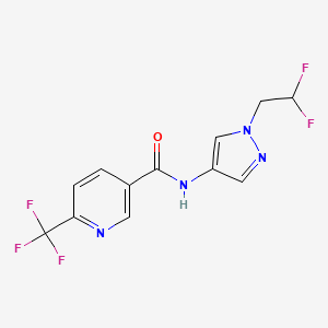molecular formula C12H9F5N4O B7179145 N-[1-(2,2-difluoroethyl)pyrazol-4-yl]-6-(trifluoromethyl)pyridine-3-carboxamide 