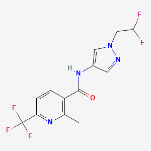 molecular formula C13H11F5N4O B7179152 N-[1-(2,2-difluoroethyl)pyrazol-4-yl]-2-methyl-6-(trifluoromethyl)pyridine-3-carboxamide 