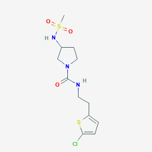 molecular formula C12H18ClN3O3S2 B7179236 N-[2-(5-chlorothiophen-2-yl)ethyl]-3-(methanesulfonamido)pyrrolidine-1-carboxamide 