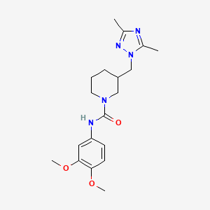 molecular formula C19H27N5O3 B7179284 N-(3,4-dimethoxyphenyl)-3-[(3,5-dimethyl-1,2,4-triazol-1-yl)methyl]piperidine-1-carboxamide 