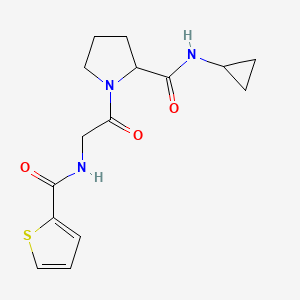 molecular formula C15H19N3O3S B7179377 N-cyclopropyl-1-[2-(thiophene-2-carbonylamino)acetyl]pyrrolidine-2-carboxamide 