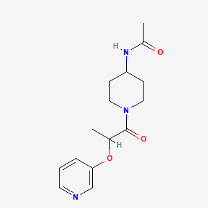 molecular formula C15H21N3O3 B7179447 N-[1-(2-pyridin-3-yloxypropanoyl)piperidin-4-yl]acetamide 
