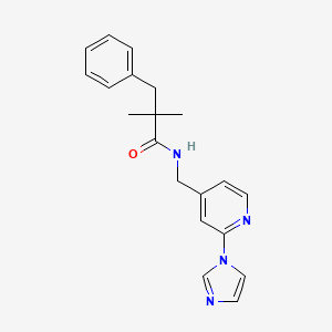 molecular formula C20H22N4O B7179520 N-[(2-imidazol-1-ylpyridin-4-yl)methyl]-2,2-dimethyl-3-phenylpropanamide 