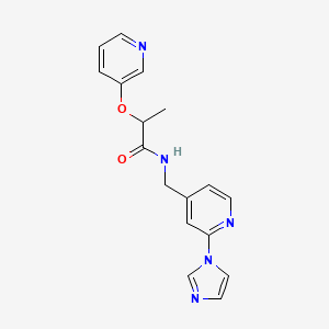 molecular formula C17H17N5O2 B7179526 N-[(2-imidazol-1-ylpyridin-4-yl)methyl]-2-pyridin-3-yloxypropanamide 