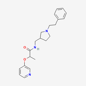 molecular formula C21H27N3O2 B7179541 N-[[1-(2-phenylethyl)pyrrolidin-3-yl]methyl]-2-pyridin-3-yloxypropanamide 