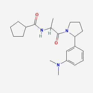 molecular formula C21H31N3O2 B7179565 N-[1-[2-[3-(dimethylamino)phenyl]pyrrolidin-1-yl]-1-oxopropan-2-yl]cyclopentanecarboxamide 