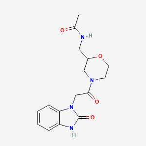 molecular formula C16H20N4O4 B7179573 N-[[4-[2-(2-oxo-3H-benzimidazol-1-yl)acetyl]morpholin-2-yl]methyl]acetamide 