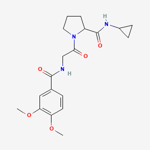 molecular formula C19H25N3O5 B7179695 N-cyclopropyl-1-[2-[(3,4-dimethoxybenzoyl)amino]acetyl]pyrrolidine-2-carboxamide 