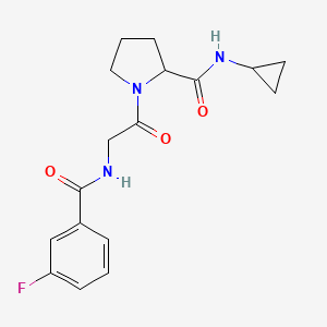 molecular formula C17H20FN3O3 B7179703 N-cyclopropyl-1-[2-[(3-fluorobenzoyl)amino]acetyl]pyrrolidine-2-carboxamide 