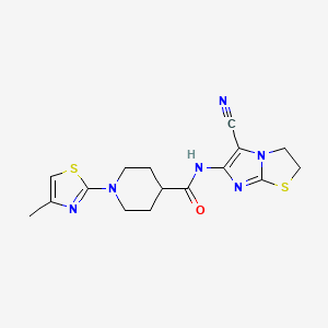 molecular formula C16H18N6OS2 B7179812 N-(5-cyano-2,3-dihydroimidazo[2,1-b][1,3]thiazol-6-yl)-1-(4-methyl-1,3-thiazol-2-yl)piperidine-4-carboxamide 