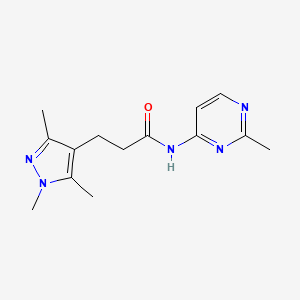molecular formula C14H19N5O B7179822 N-(2-methylpyrimidin-4-yl)-3-(1,3,5-trimethylpyrazol-4-yl)propanamide 