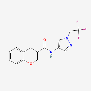 molecular formula C15H14F3N3O2 B7179826 N-[1-(2,2,2-trifluoroethyl)pyrazol-4-yl]-3,4-dihydro-2H-chromene-3-carboxamide 