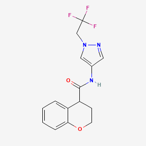 molecular formula C15H14F3N3O2 B7179839 N-[1-(2,2,2-trifluoroethyl)pyrazol-4-yl]-3,4-dihydro-2H-chromene-4-carboxamide 