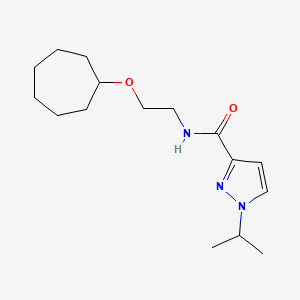 molecular formula C16H27N3O2 B7179876 N-(2-cycloheptyloxyethyl)-1-propan-2-ylpyrazole-3-carboxamide 