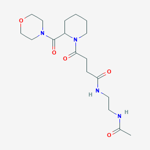 molecular formula C18H30N4O5 B7179877 N-(2-acetamidoethyl)-4-[2-(morpholine-4-carbonyl)piperidin-1-yl]-4-oxobutanamide 