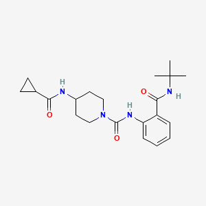 molecular formula C21H30N4O3 B7179903 N-[2-(tert-butylcarbamoyl)phenyl]-4-(cyclopropanecarbonylamino)piperidine-1-carboxamide 