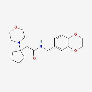 molecular formula C20H28N2O4 B7179909 N-(2,3-dihydro-1,4-benzodioxin-6-ylmethyl)-2-(1-morpholin-4-ylcyclopentyl)acetamide 