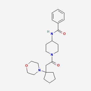 molecular formula C23H33N3O3 B7179928 N-[1-[2-(1-morpholin-4-ylcyclopentyl)acetyl]piperidin-4-yl]benzamide 