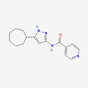 molecular formula C16H20N4O B7180019 N-(5-cycloheptyl-1H-pyrazol-3-yl)pyridine-4-carboxamide 