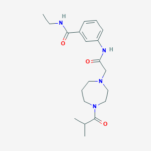 molecular formula C20H30N4O3 B7180068 N-ethyl-3-[[2-[4-(2-methylpropanoyl)-1,4-diazepan-1-yl]acetyl]amino]benzamide 