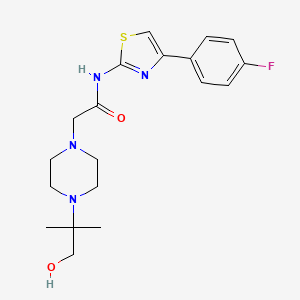 molecular formula C19H25FN4O2S B7180128 N-[4-(4-fluorophenyl)-1,3-thiazol-2-yl]-2-[4-(1-hydroxy-2-methylpropan-2-yl)piperazin-1-yl]acetamide 