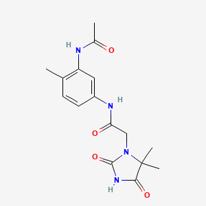 molecular formula C16H20N4O4 B7180153 N-(3-acetamido-4-methylphenyl)-2-(5,5-dimethyl-2,4-dioxoimidazolidin-1-yl)acetamide 