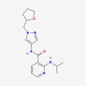 molecular formula C17H23N5O2 B7180160 N-[1-(oxolan-2-ylmethyl)pyrazol-4-yl]-2-(propan-2-ylamino)pyridine-3-carboxamide 