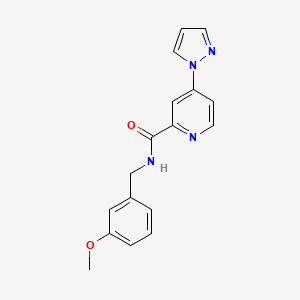 molecular formula C17H16N4O2 B7180257 N-[(3-methoxyphenyl)methyl]-4-pyrazol-1-ylpyridine-2-carboxamide 