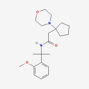 molecular formula C21H32N2O3 B7180259 N-[2-(2-methoxyphenyl)propan-2-yl]-2-(1-morpholin-4-ylcyclopentyl)acetamide 