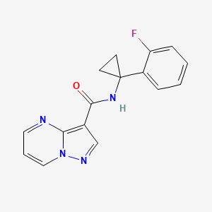 molecular formula C16H13FN4O B7180317 N-[1-(2-fluorophenyl)cyclopropyl]pyrazolo[1,5-a]pyrimidine-3-carboxamide 