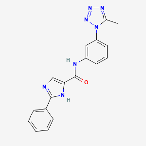 molecular formula C18H15N7O B7180350 N-[3-(5-methyltetrazol-1-yl)phenyl]-2-phenyl-1H-imidazole-5-carboxamide 