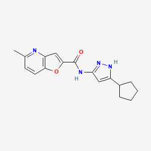 molecular formula C17H18N4O2 B7180460 N-(5-cyclopentyl-1H-pyrazol-3-yl)-5-methylfuro[3,2-b]pyridine-2-carboxamide 