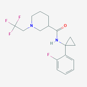 molecular formula C17H20F4N2O B7180552 N-[1-(2-fluorophenyl)cyclopropyl]-1-(2,2,2-trifluoroethyl)piperidine-3-carboxamide 
